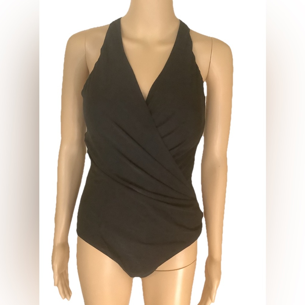 Miraclesuit Black V-Neck One Piece Swimsuit